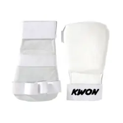 KWON Håndbeskytter Ægte læder - 1 cm polstring - Karate/ju-jitsu - Hvid