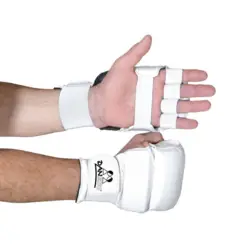 DANRHO Håndbeskytter til Fuldkontakt karate og Ju-Jutsu - 2 cm polstring - Hvid