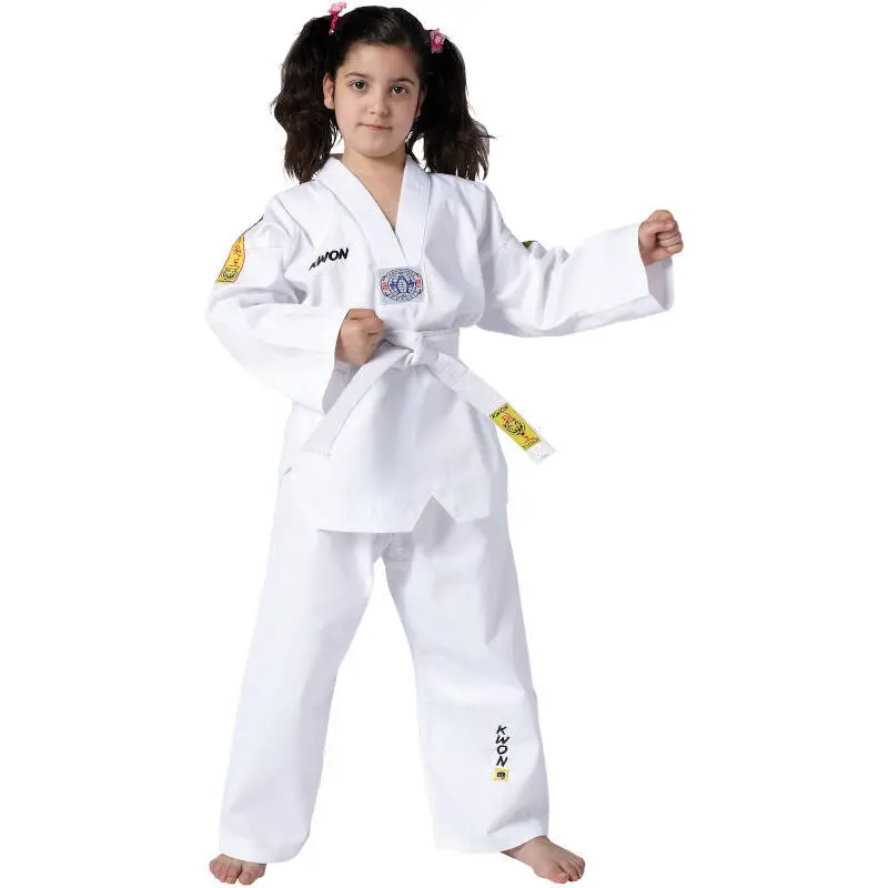 Forord gaffel chikane KWON TIGER Begynder Taekwondodragt med skulderstriber