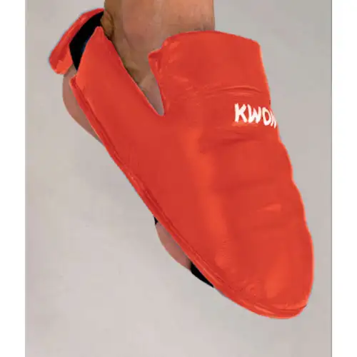 KWON Rød Karate fodbeskytter m. velcro. Passer på benbeskytter - WUKF-godkendt