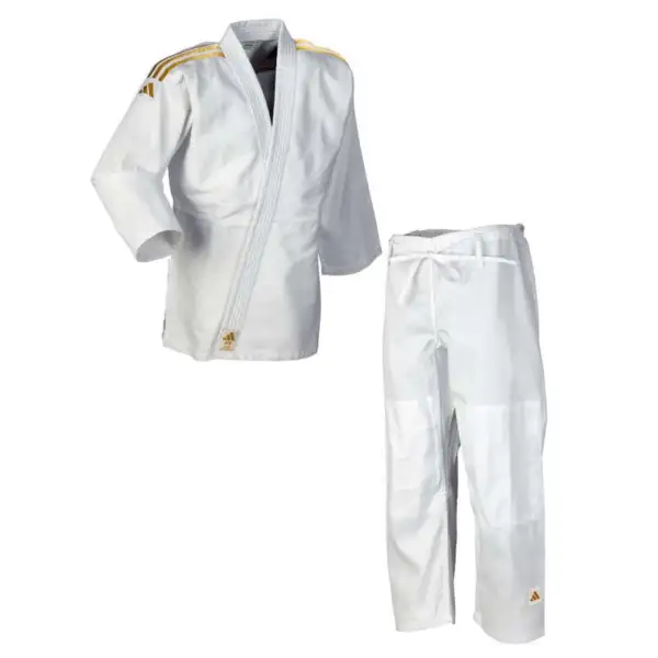 Adidas "CLUB" Judo Gi - 350g - Hvid m. guld striber