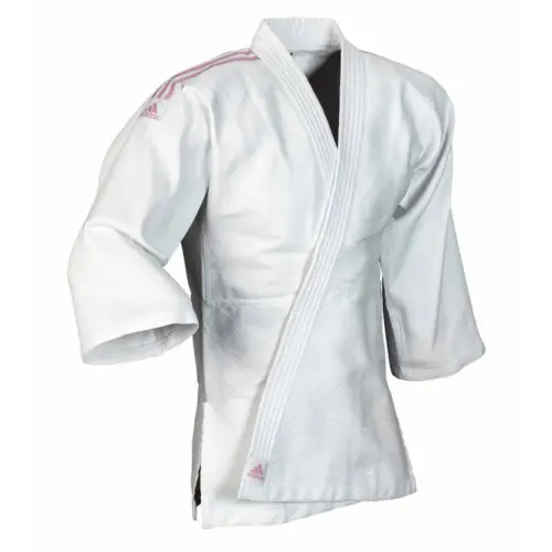 Adidas "CLUB" Judo Gi - 350g - Hvid m. lyserøde striber