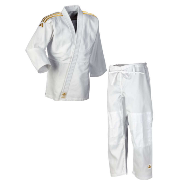 Adidas "CLUB" Judo Gi - 350g - Hvid m. sølvstriber