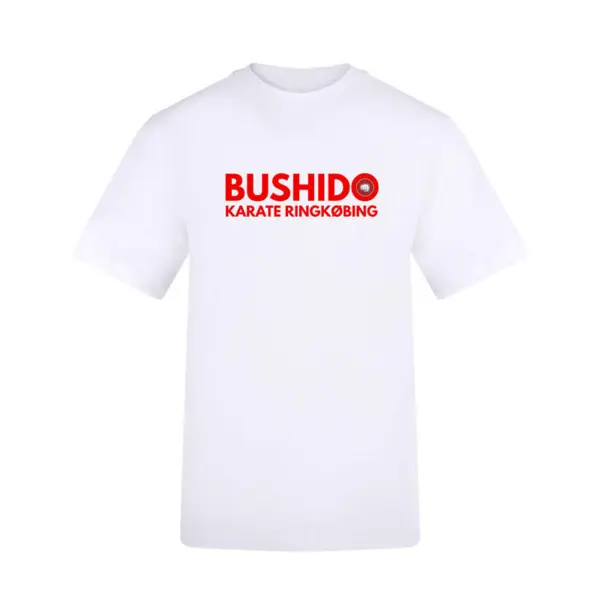 Hvid Bushido Karate Bomuld Klub T-shirt - Voksen