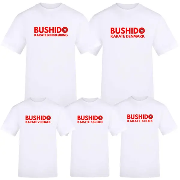 Hvid Bushido Karate Bomuld Klub T-shirt - Voksen